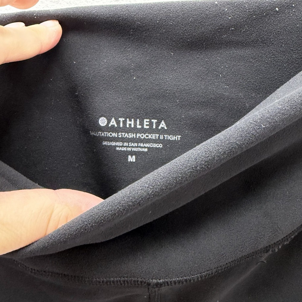 Athleta Salutation Stash Pocket II Tight Black Powervita Leggings Women's Medium - Picture 4 of 6